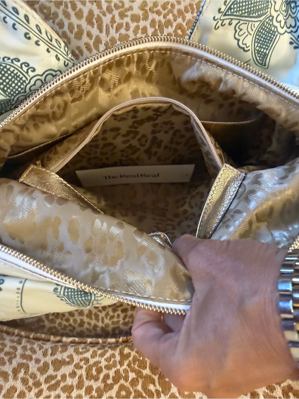 💯Auth! VINTAGE ROBERTO CAVALLI Cream/Green Floral Leather Bag w Braided Tassel - Picture 16 of 16